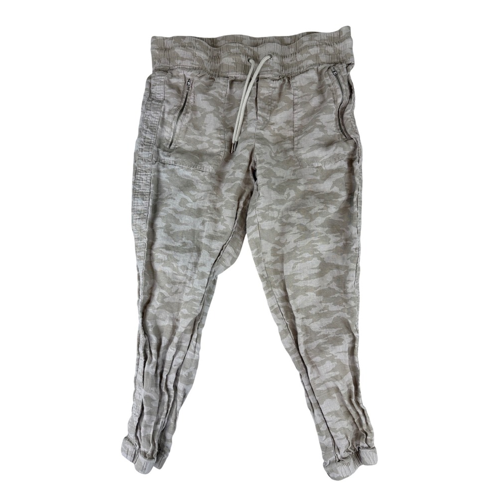 Athleta Cabo Tide Linen Jogger Womens 10P Tan Camo Print Lightweight Pants